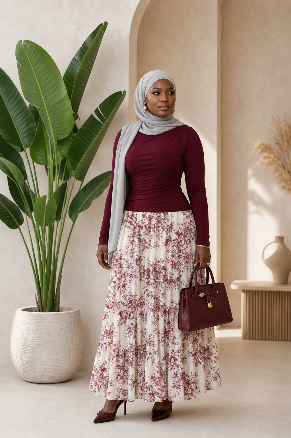 Tiered Floral Maxi Skirt & Fitted Top Set